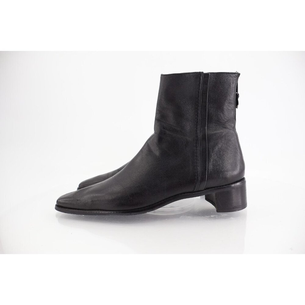 Stuart Weitzman Women Boot SZ 9.5 N Black Leather Square Toe Block Heel 90s Y2K - Picture 7 of 14